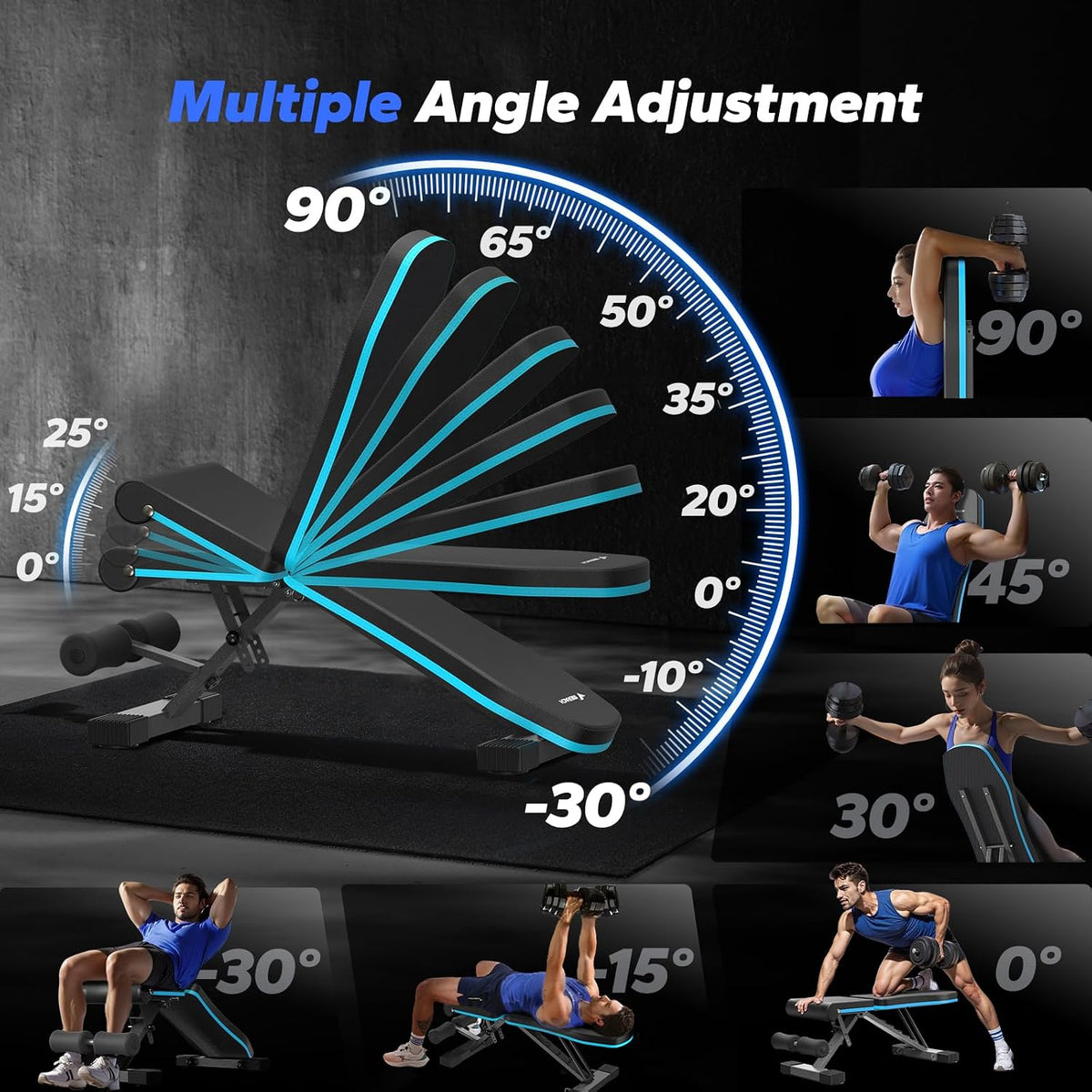 Weight Bench, Foldable Weight Benches for Home Gym with 990 LBS, Adjustable Weight Bench with 72 Training Angles