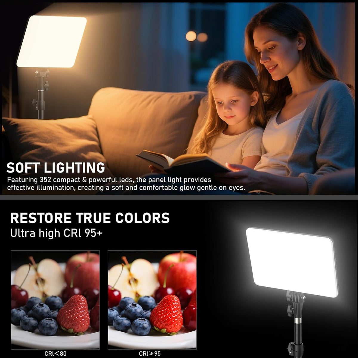 30W Upgraded Photography Lighting Kit, Anautin 1-Pack LED Video Lighting for Video Recording, 3700Lux Studio Lights