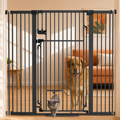 51" Extra-Tall Full-Height Anti-Jump Cat & Pet Safety Gate with Narrow Bar Spacing & Double-Lock Walk-Through Door for Doorways & Stairs