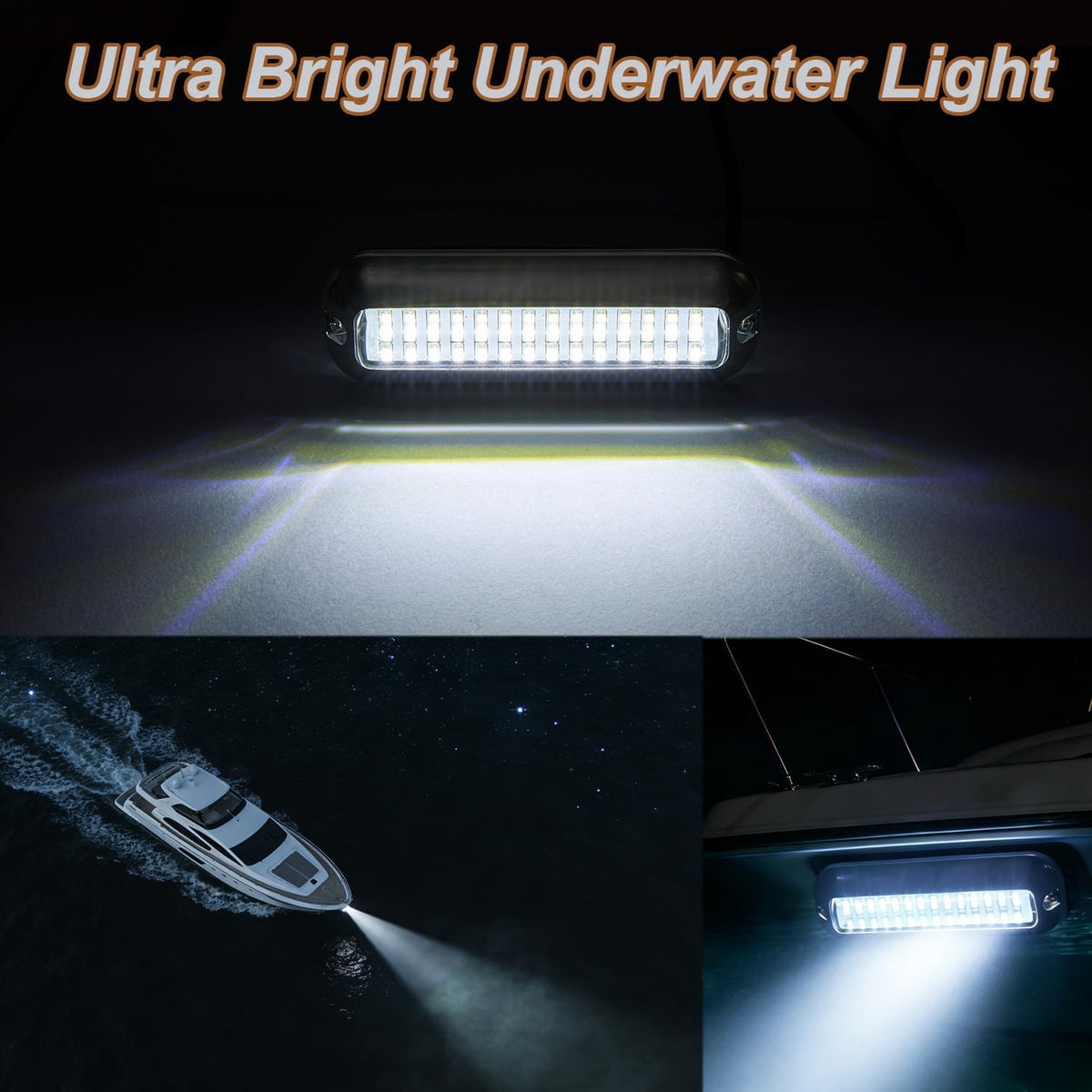 Marine LED Boat Lights, 5 Inch 2000lm LED Waterproof Transom Lights, Surface Mount Pontoon Docking Yachts Sailboat Transom Boat Interior Deck Light Stern Lights (2 White, 12V 24V, IP68)