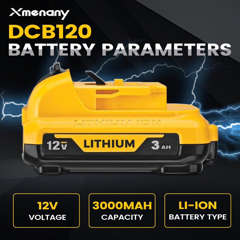 2Pack 3.0Ah DCB120 Battery Replace for Dewalt 12V Battery DEL1803