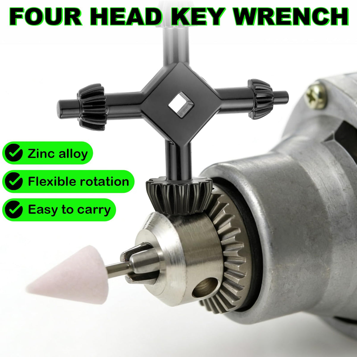 2Pcs 4 in 1 Drill Chuck Key Wrench, 3/8" 1/2" 3/4" 1" Sizes Chuck Key For Drill Press, Electric Drill Chucks, Compatible with Drill Press & Power Tool Chucks (L+S)