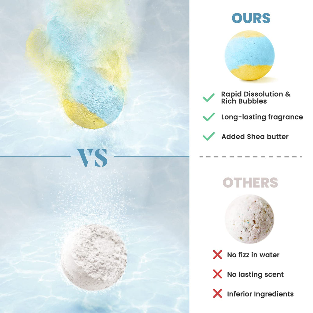 Bath Bombs Set, Natural Shea Butter & Safe Oil Bath Bomb