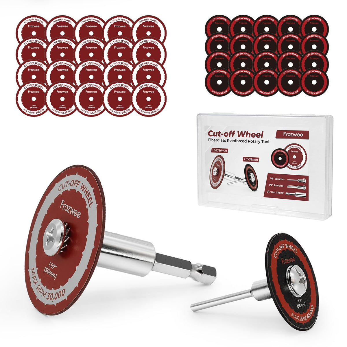 Prozwee 40PCS Cutting Wheel for Drill,20PCS 1.5" & 20PCS 1.97" Cutting Disc