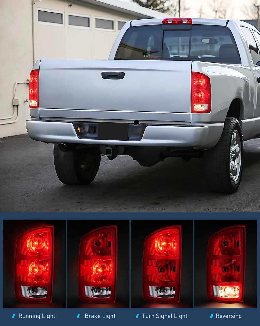 Nilight Taillight Assembly for 2002 2003 2004 2005 2006 Dodge Ram 1500
