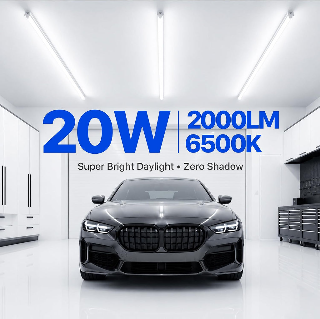 Ensenior 4FT LED Shop Lights, T5 6500K Super Bright Garage Lighting, 2 Pack