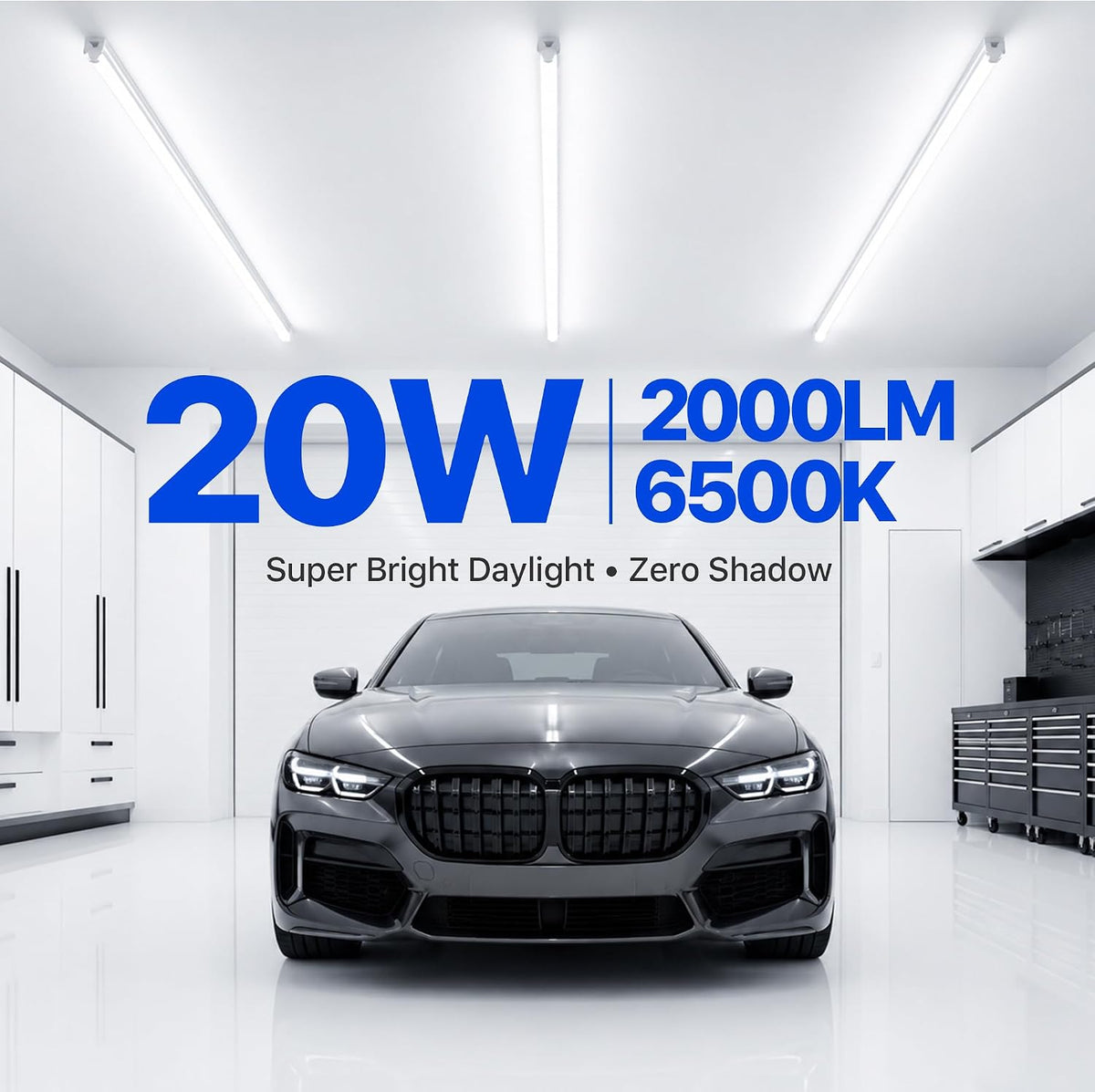 Ensenior 4FT LED Shop Lights, T5 6500K Super Bright Garage Lighting, 2 Pack