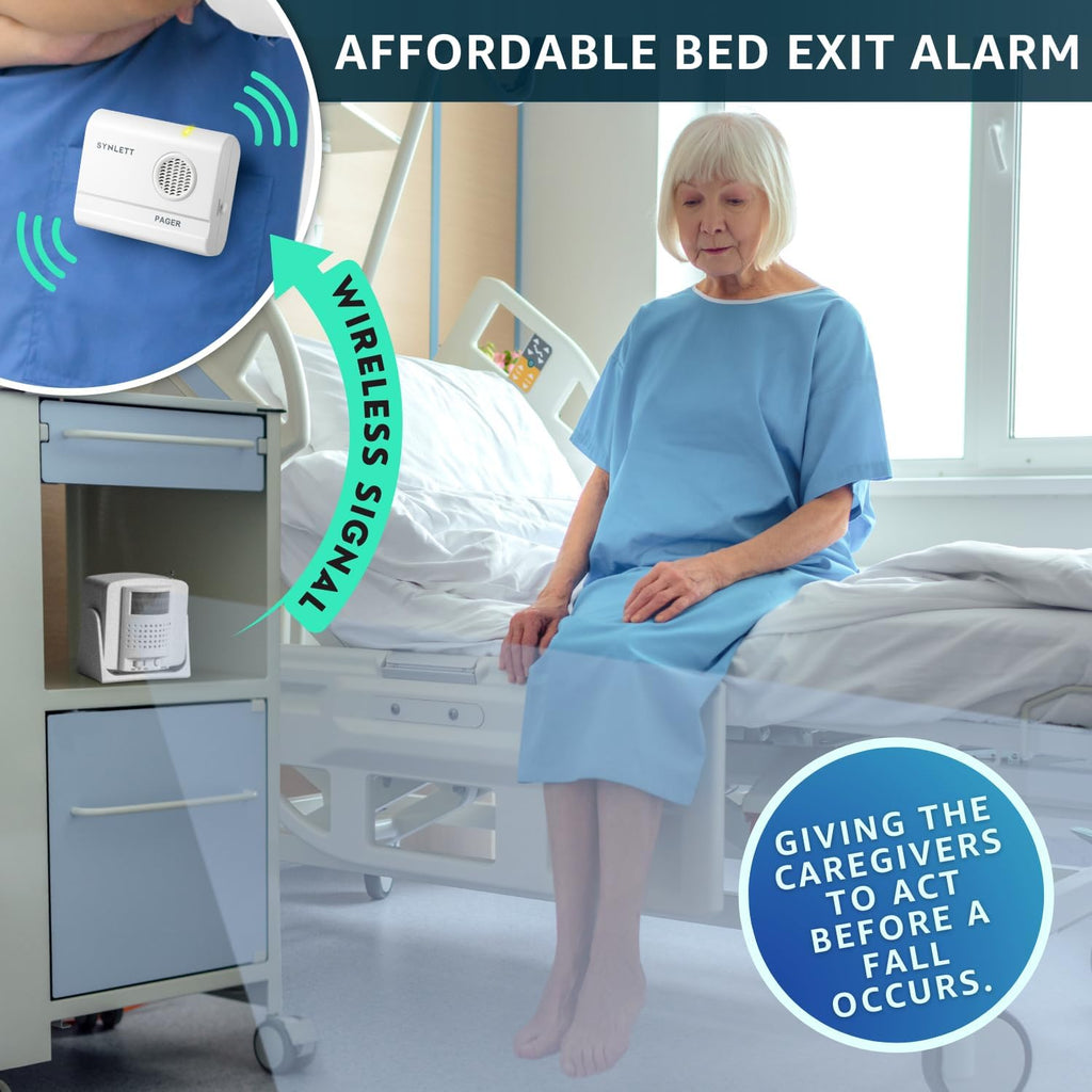 Wireless Bed Alarm with Motion Sensor and Caregiver Pager