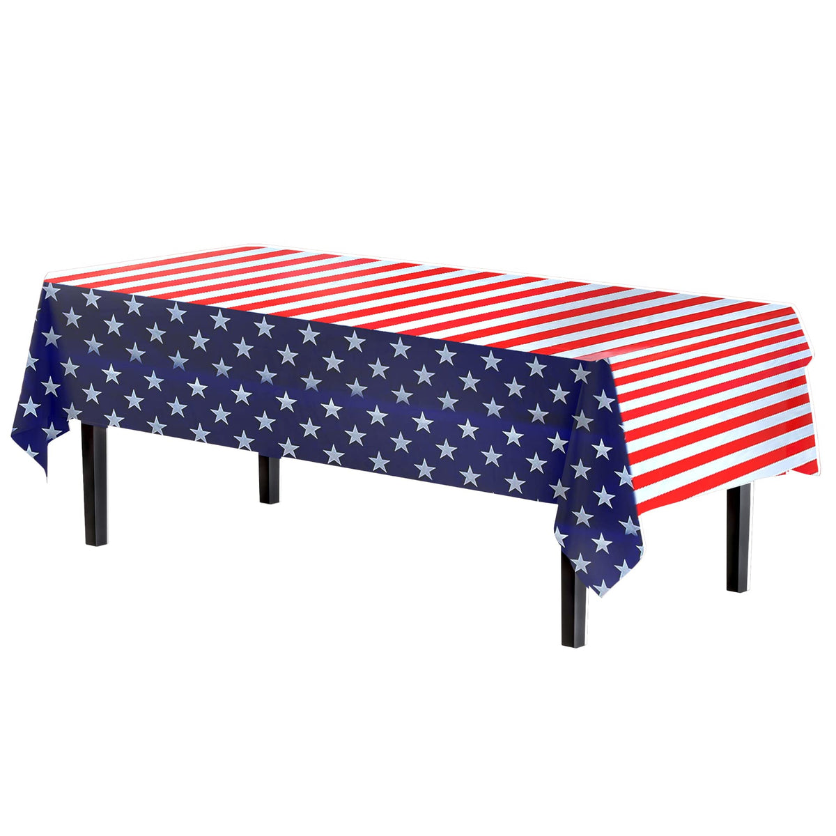4th of July Plastic Table Cloth Disposable 12 Pack, 54 x 108
