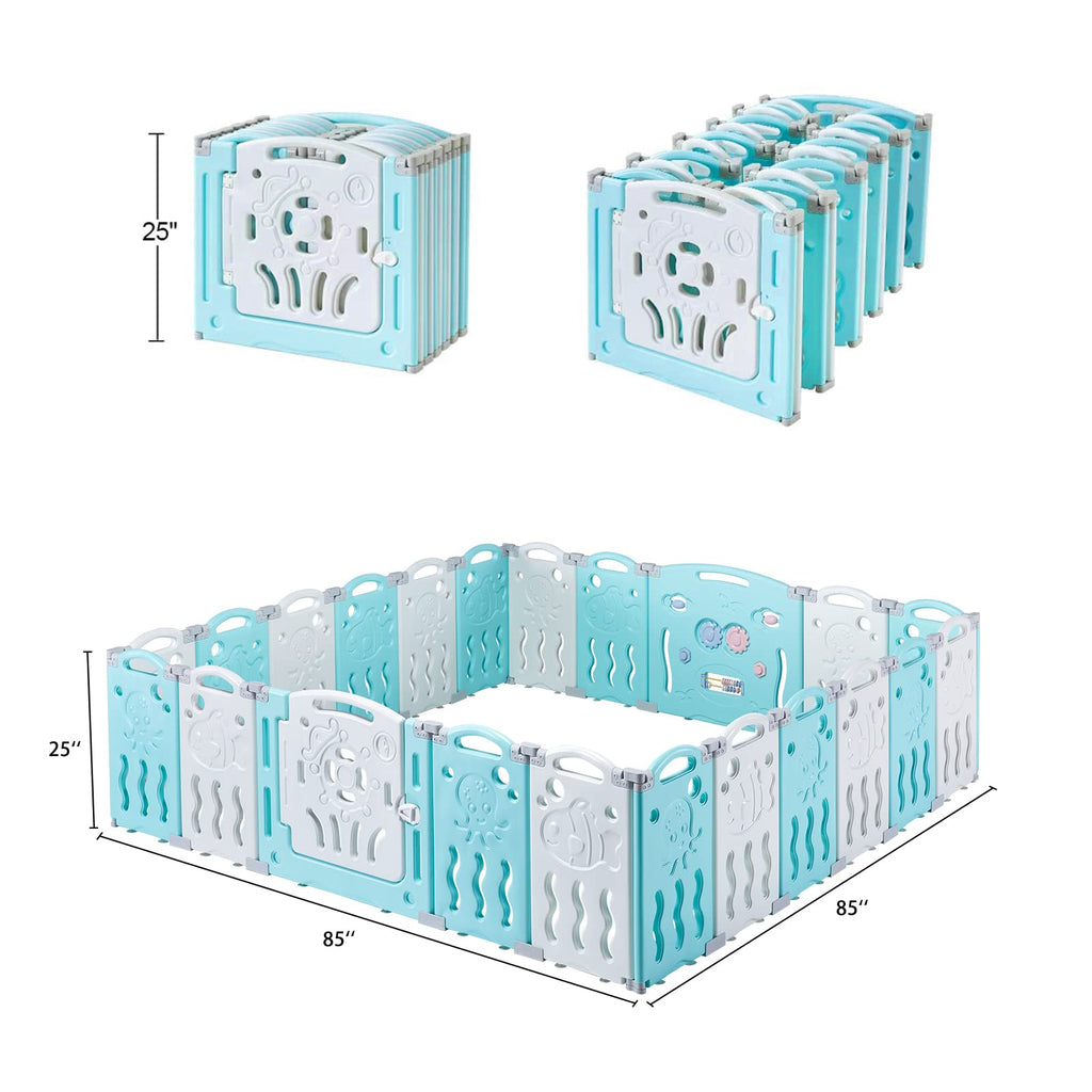22-Panel Modular Foldable Baby Playpen & Safety Activity Yard with Locking Walk-Through Gate for Infants & Toddlers