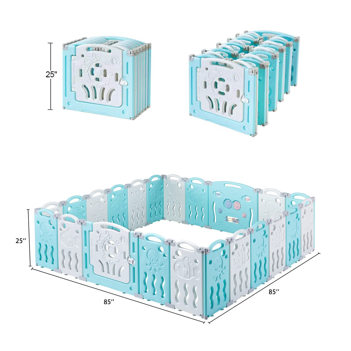 22-Panel Modular Foldable Baby Playpen & Safety Activity Yard with Locking Walk-Through Gate for Infants & Toddlers