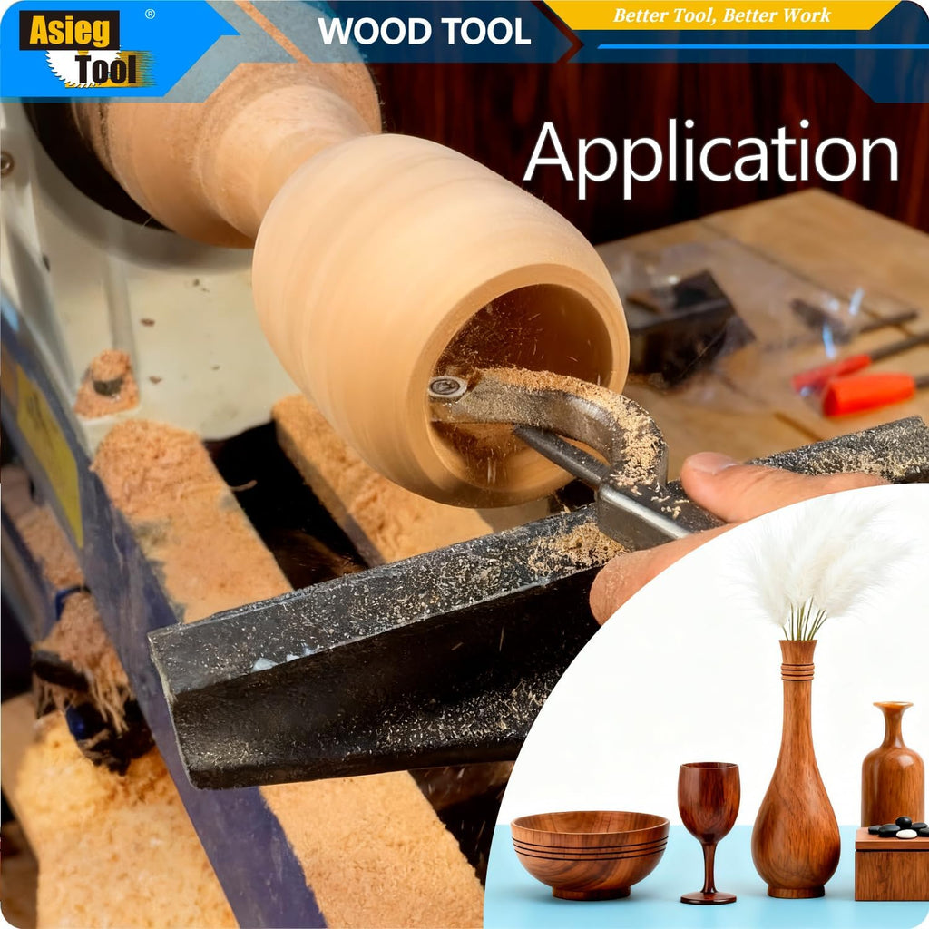 Swan Neck Hollower Carbide Tipped Wood Turning Tools Bended Lathe Chisel Tool Bar with Ci3 12mm Round Carbide Insert Cutter for Wood Hobbyist or DIY or Carpenter，19.68Inches