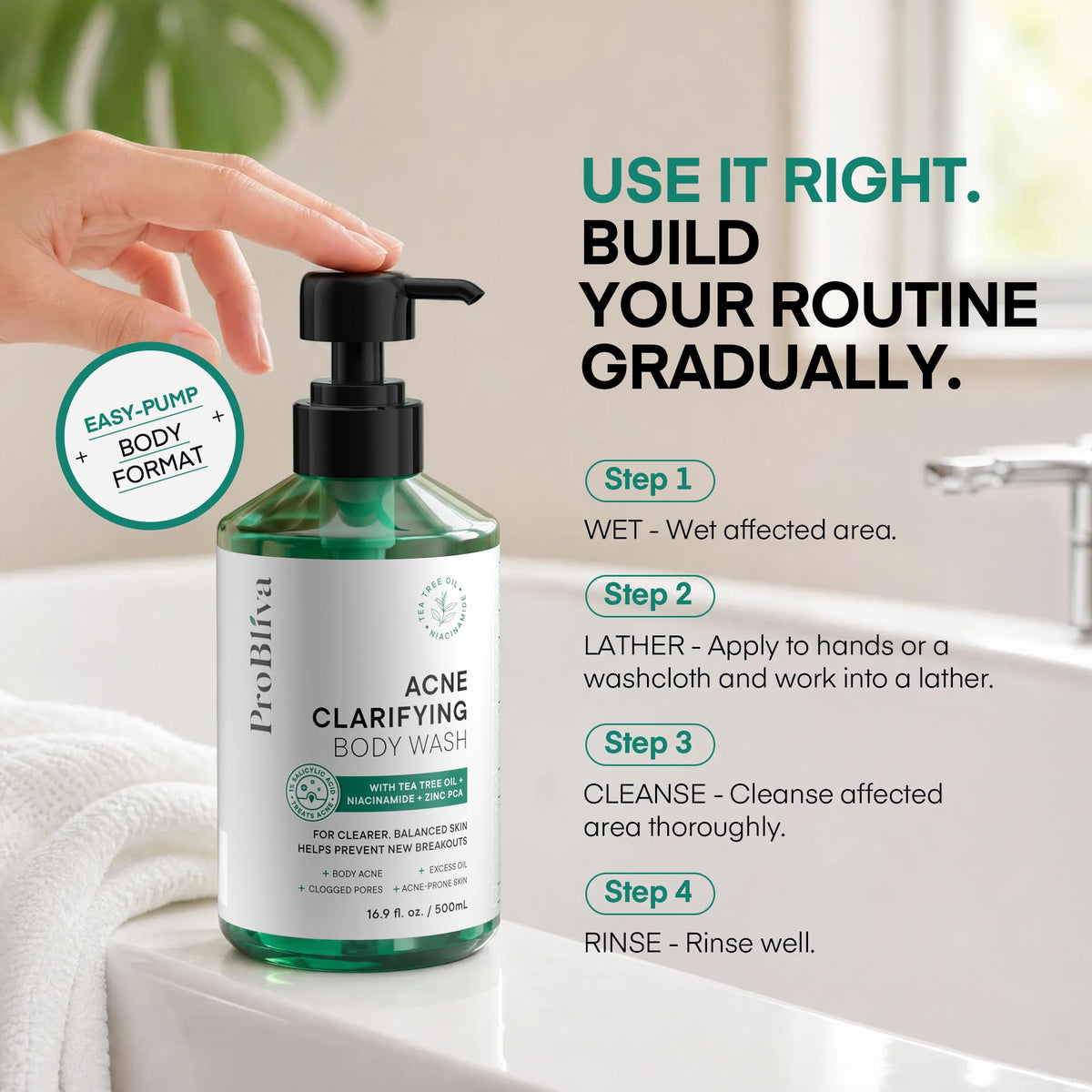 Salicylic Acid Acne Body Wash for Back & Chest, 16.9 Fl Oz