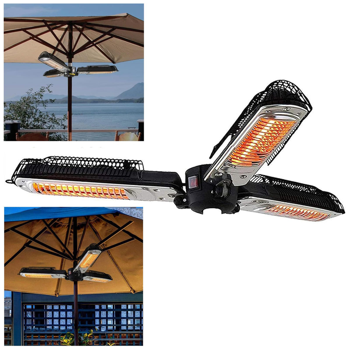 Umbrella Heater Electric,Outdoor Heaters for Patio/Electric Hanging Instant Heat/Garden Barbecue Party/Folding