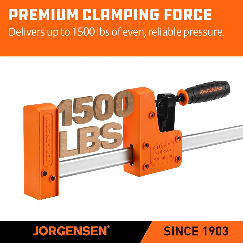 18-inch Bar Clamps Set, 2-pack Cabinet Master 90° Parallel Clamps | Steel Jaw Bar Clamps for Woodworking, 1500 lbs