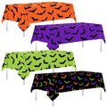 4Pcs Halloween Tablecloth - Black Orange Purple Green Spiderweb Rectangle Table Covers Halloween Birthday Decorations