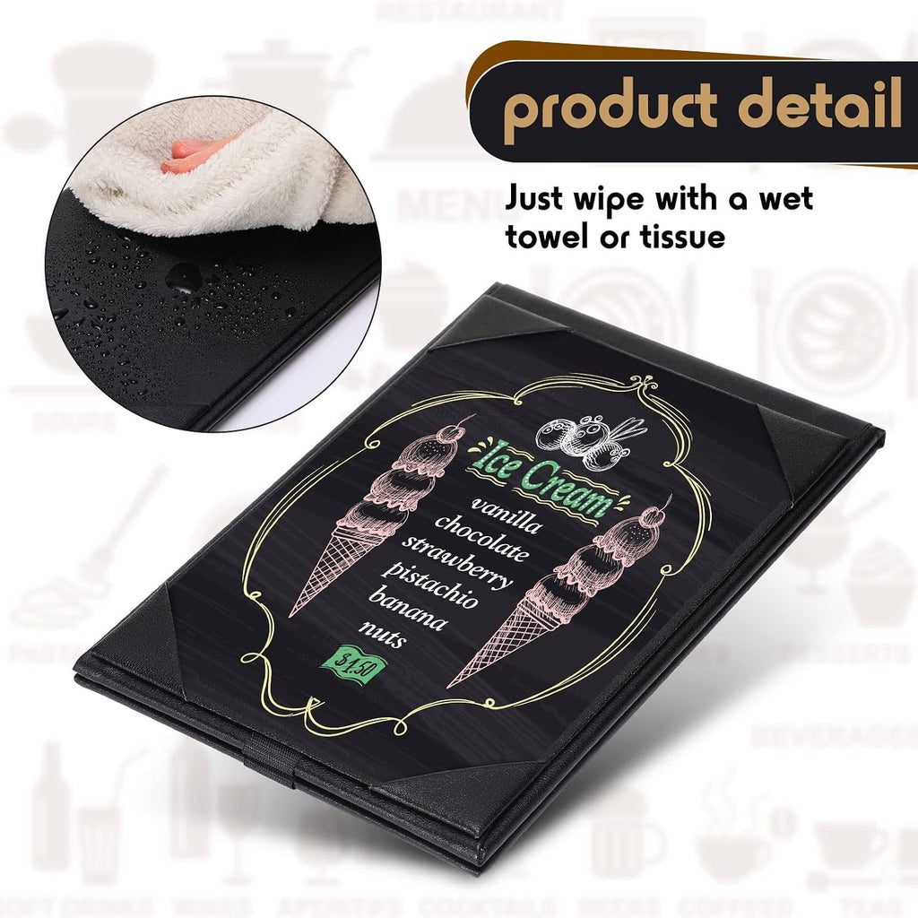 12 Pack Leather Table Tents Double Sided Menu Holders, 4 x 6 Inch