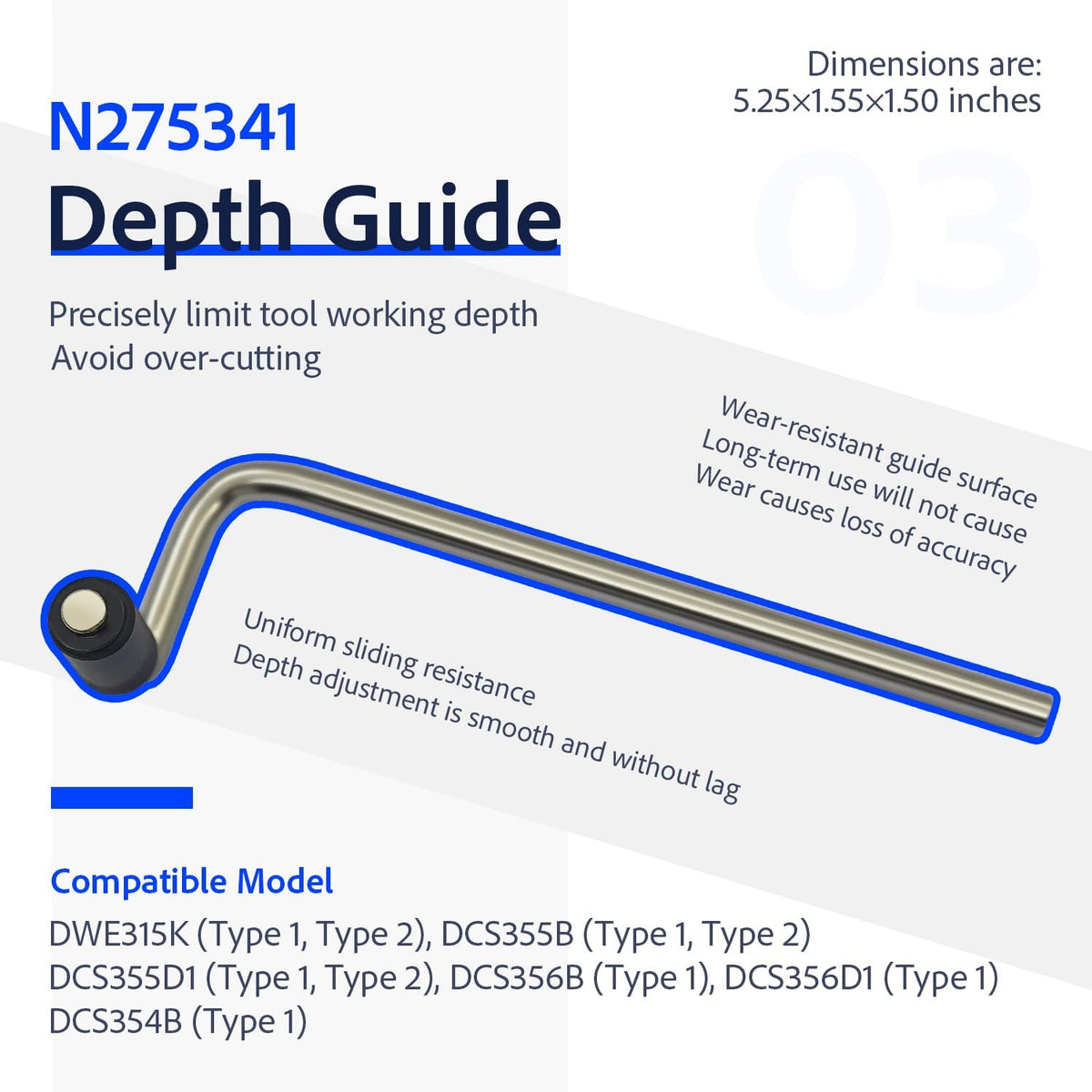 N275341 Depth Guide N275350 Block Assembly N278801 Knob for Dewalt DCS355D1