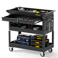 3 Tier Tool Cart on Wheels with Lockable Drawer, 350 LBS Load