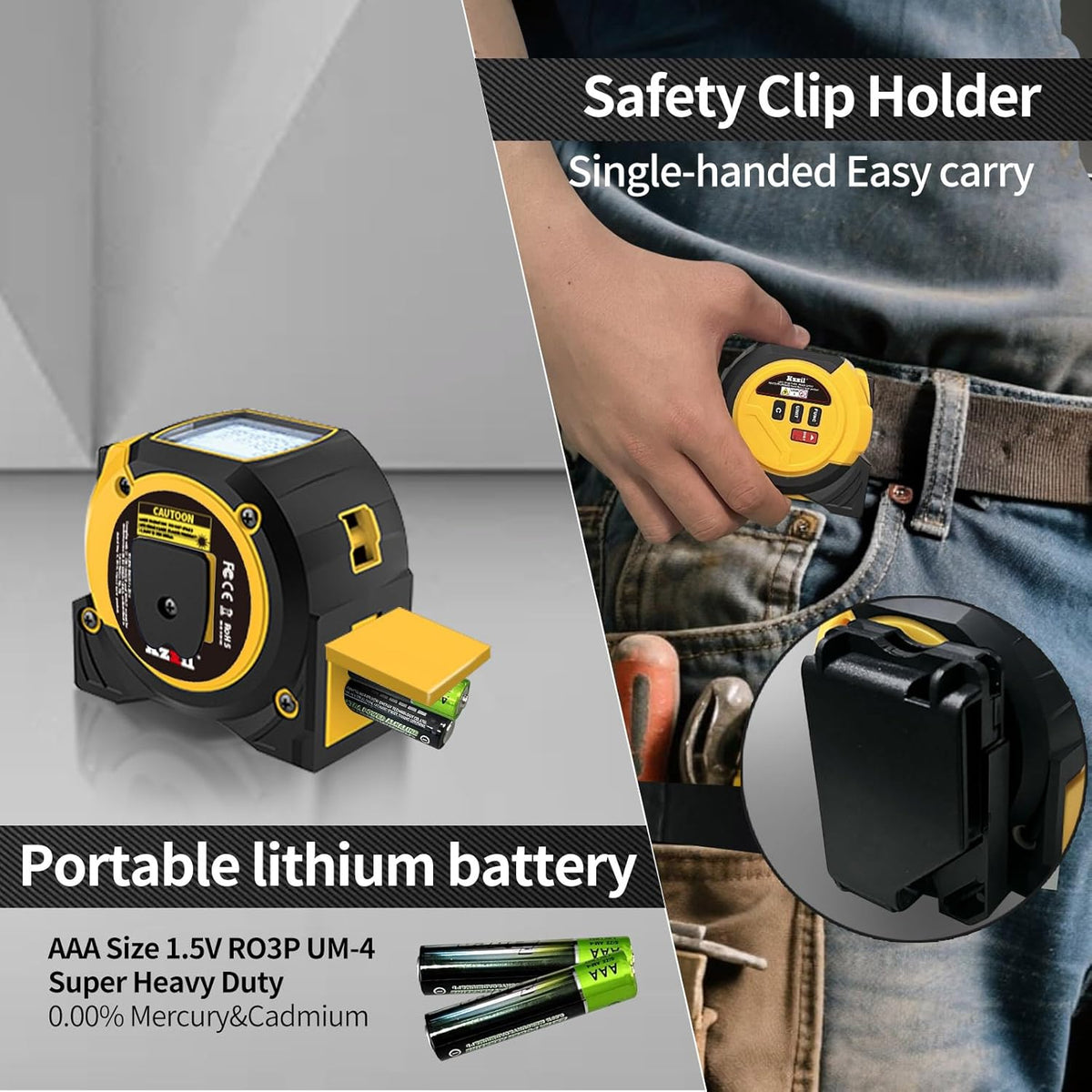 Laser Tape Measure 3 in 1 Laser Rangefinder Tape Measure 131ft Laser Measuring Tape & 16ft Tape Measure for