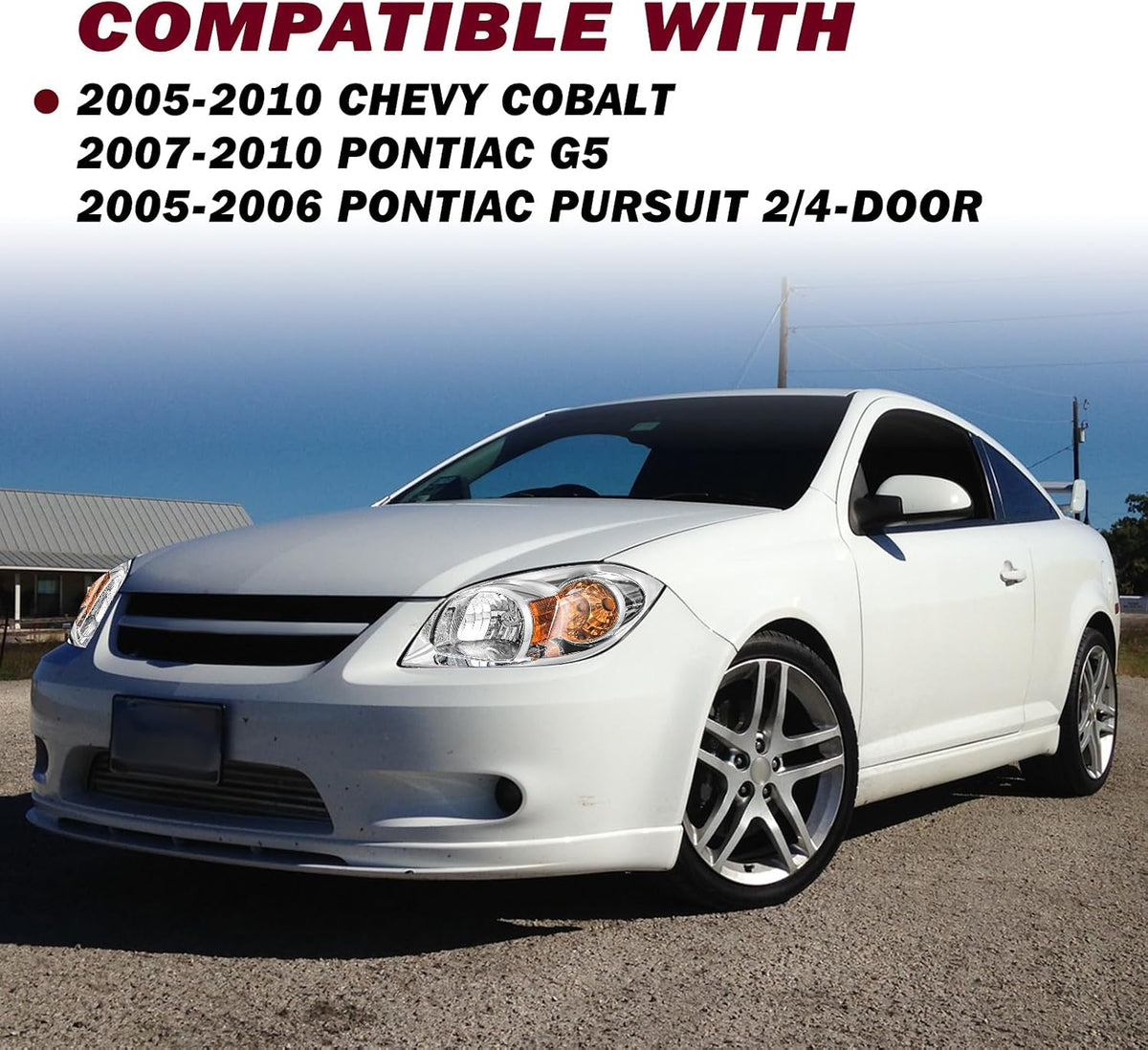JSBOYAT Headlight Assembly for 2005-2010 Chevy Cobalt 07-10 Pontiac G5