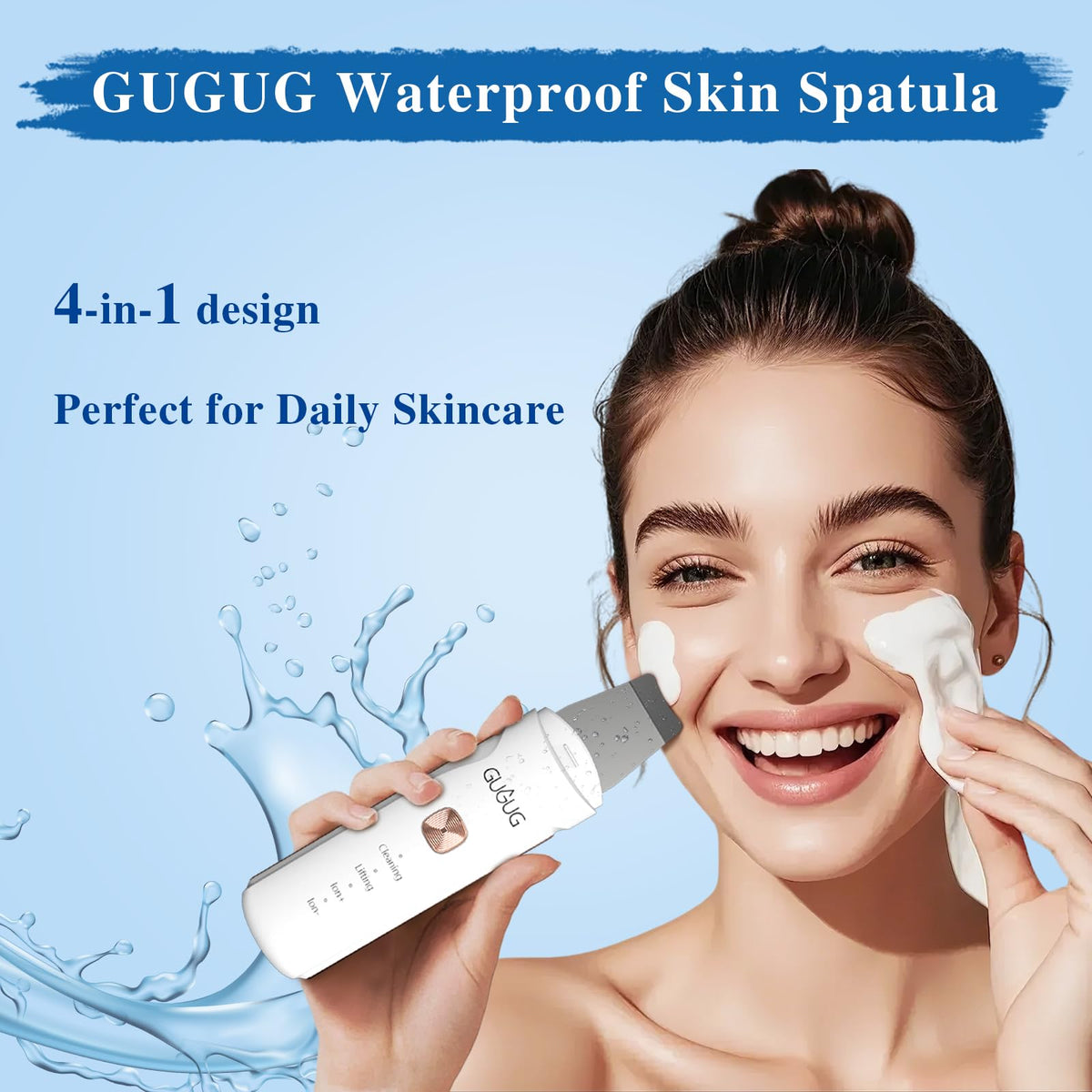 Waterproof Skin Scrubber 4-in-1 Facial Spatula Pore Cleaner for Face