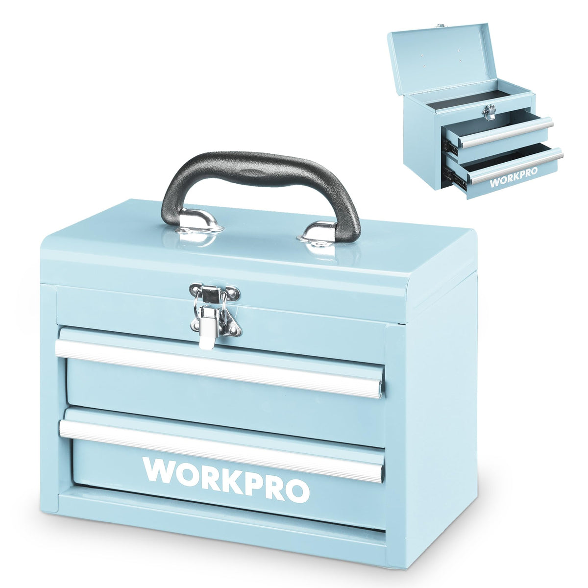 Portable Mini Metal Tool Box with 2 Drawers