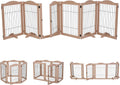 Freestanding Solid Wood 360° Configurable Pet & Dog Barrier Gate with Walk-Through Swing Door for Wide Indoor Openings, Hallways & Stairs