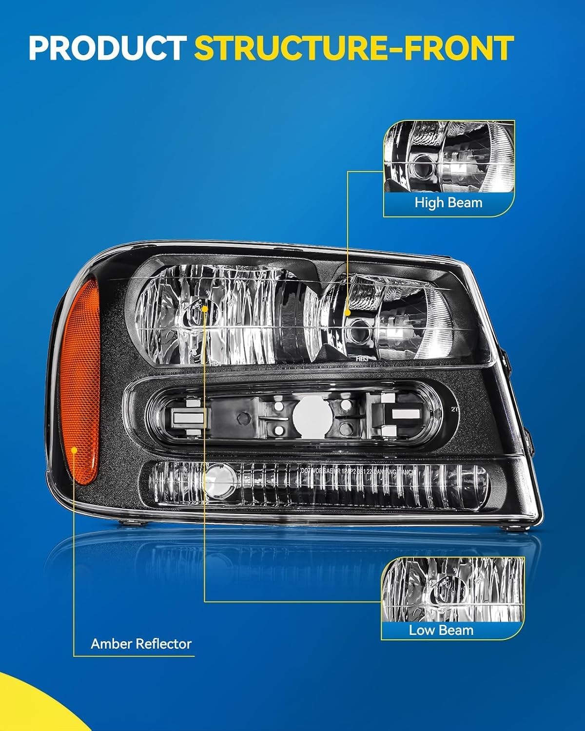 PHILTOP Headlights Assembly for Chevy Trailblazer EXT 2002-2006 4.2L