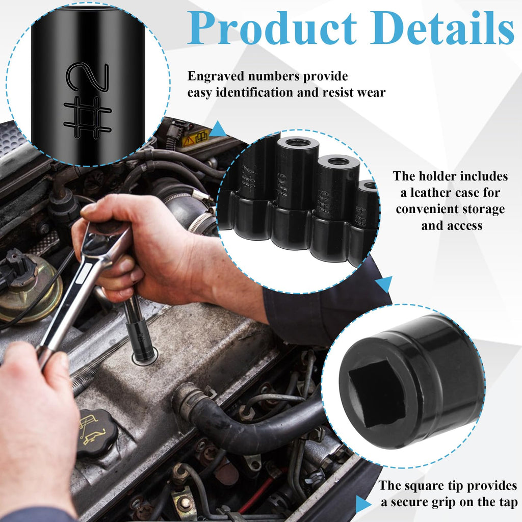 70500 Tap Socket Set 8-Piece Tap Sockets Use with 1/4" & 3/8" Drive Fits All MCTI Standard Taps 1/2" & 1/8" NPT, Up to 12mm Metric