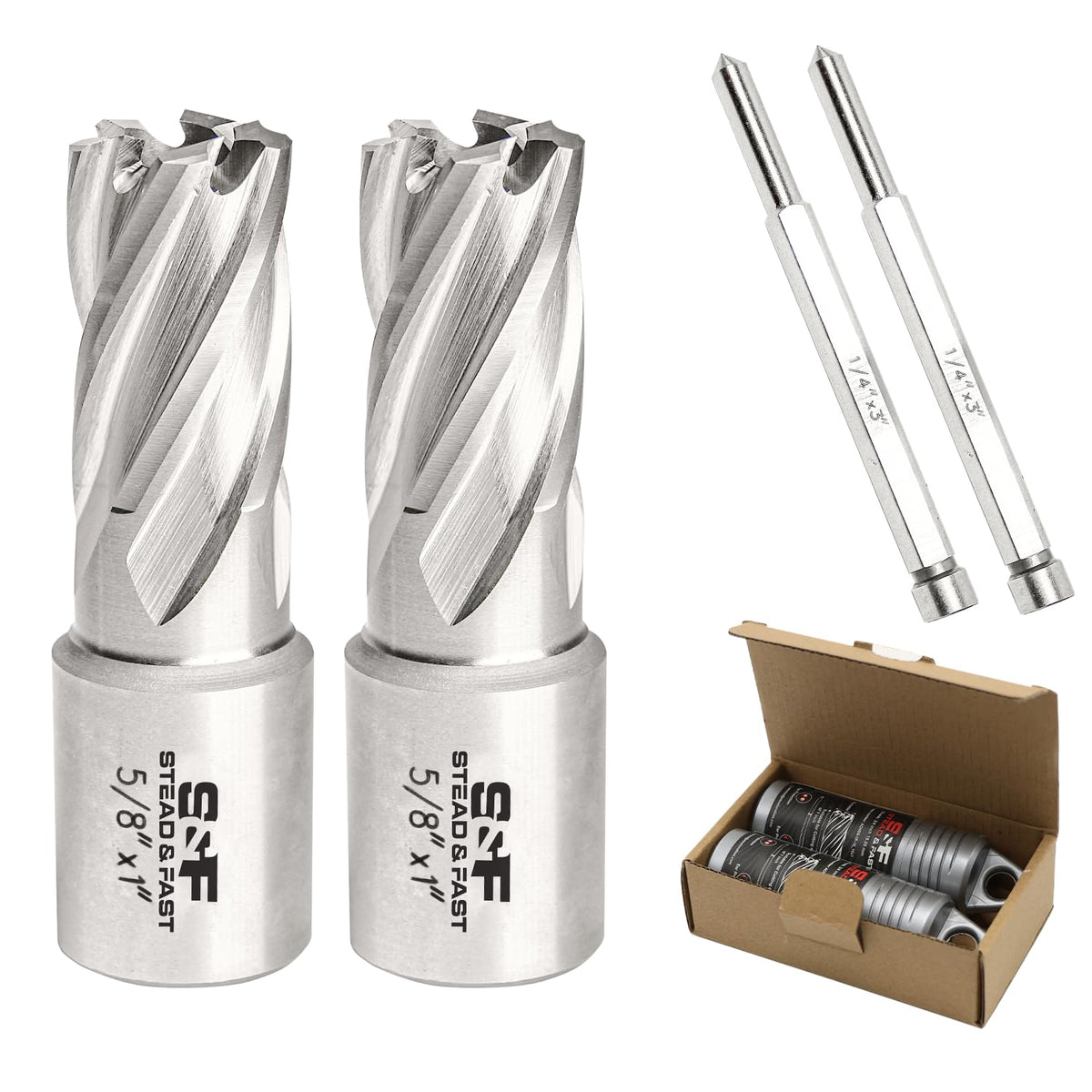 S&F STEAD & FAST Annular Cutter Set 2 Pcs, 5/8" x 1" DOC, Mag Drill Bits