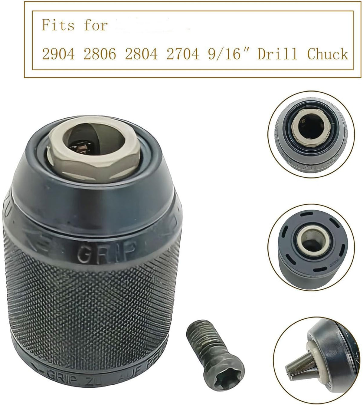 42-66-1006 42-66-2706 Replace for Milwaukee 2704-20 2804-20 2903-20 2904-20 42-66-2707 2704-22 2804-22 2903-22 Drill Chuck Parts 1/16"-1/2 Clamping Capacity,9/16"-18 Mount with 05-88-0019 Screw
