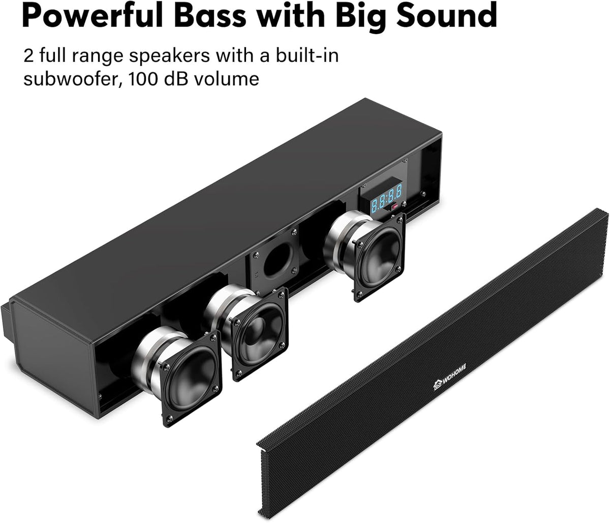 2.1 Sound Bar for Smart TV with Built-in Subwoofer, 6 Levels Voice Enhancement, 15 Inches Small TV Soundbar Speakers