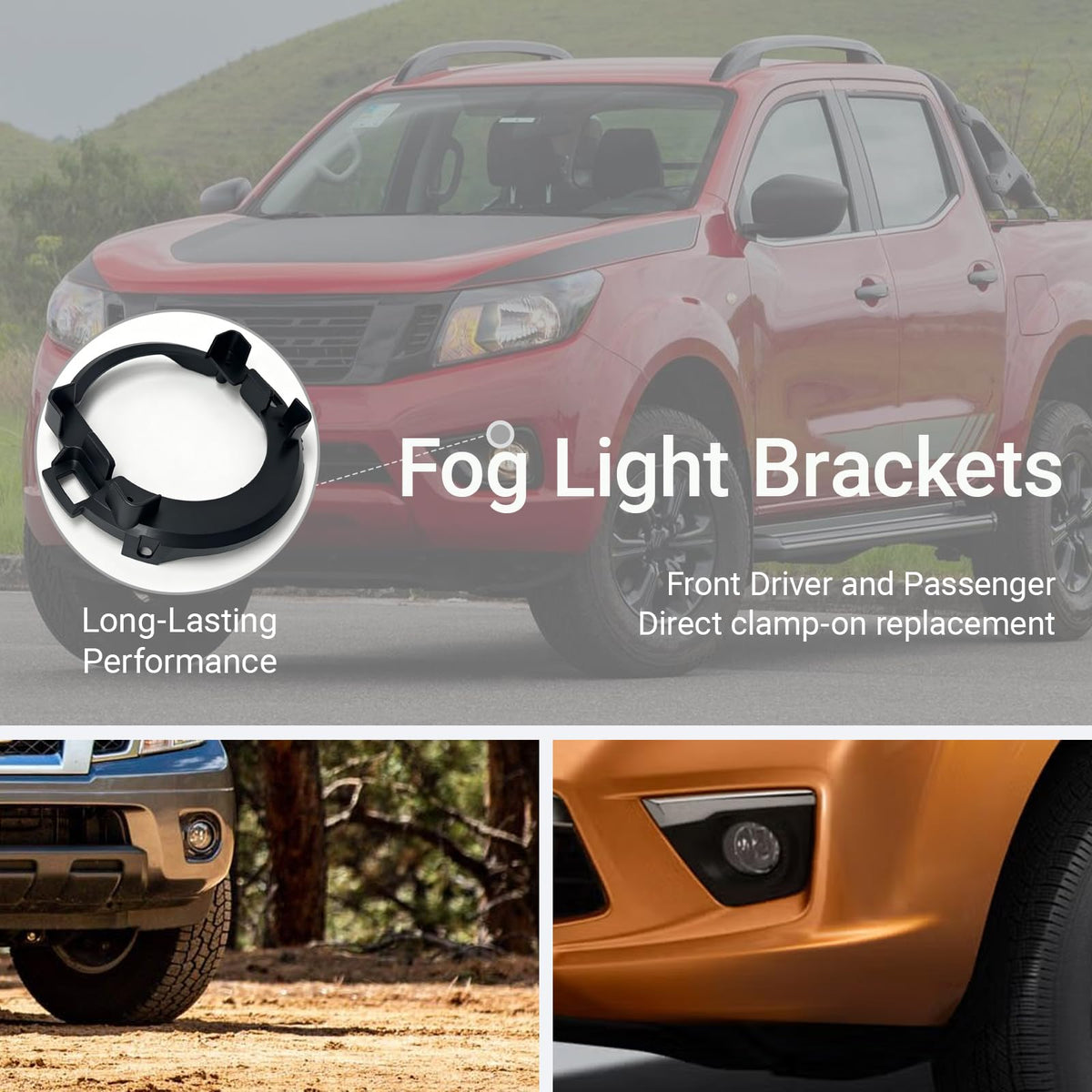 Front Driver and Passenger Side Fog Light Brackets Fit for Nissan Frontier 2010-2021, Xterra 2005-2015