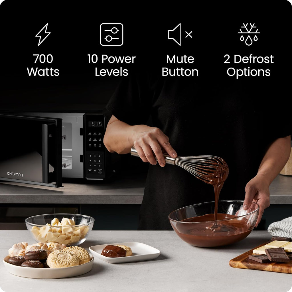 Countertop Microwave Oven 0.7 Cu. Ft., 700 Watts with 10 Power Levels, 6 Cooking Presets with One-Touch Express Cook