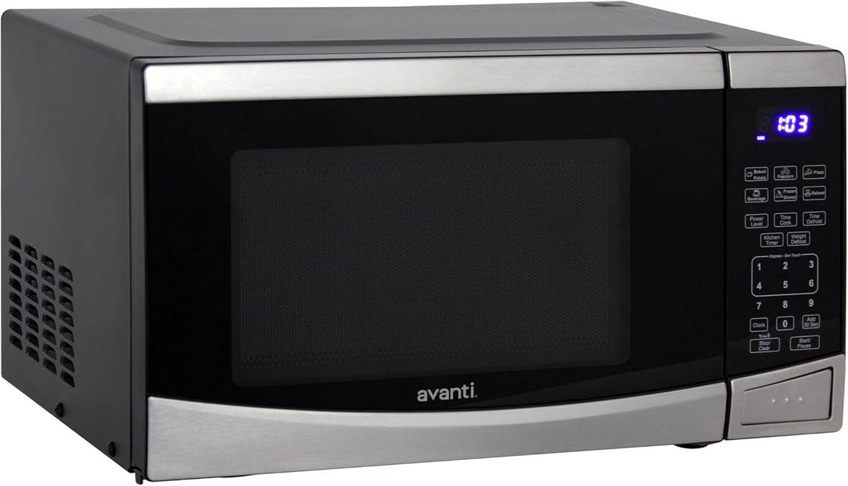Microwave Oven 900-Watts Compact with 10 Power Levels and 6 Pre Cooking Settings, Speed Defrost, Electronic Control