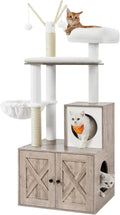 Cat Tree with Litter Box Enclosure, 59-Inch, 2-in-1 Condo