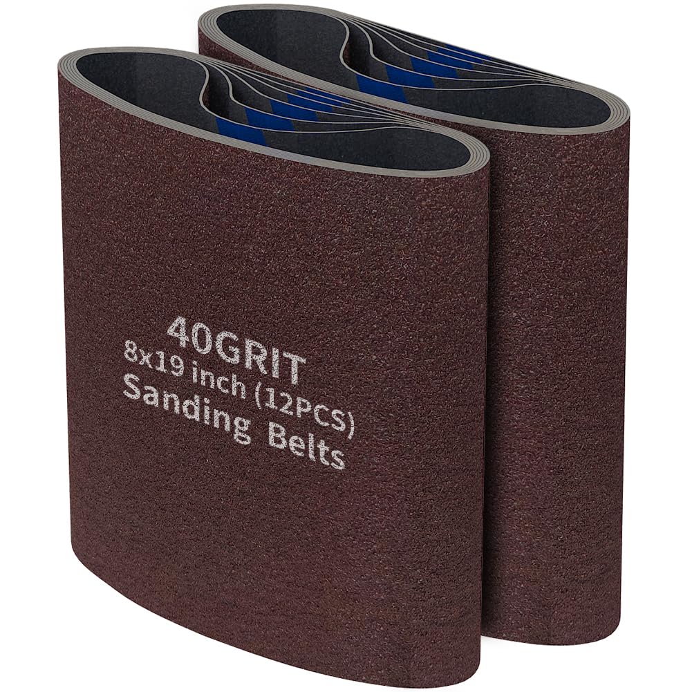 abrasticle 12 Packs 8 x 19 inch 40 Grit Cloth Floor Sanding Belts Ideal for Sanding Commercial and Residential Flooring