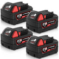 4Packs 18 Volt 8000mAh High Output Replacement for Milwaukee 18V Battery