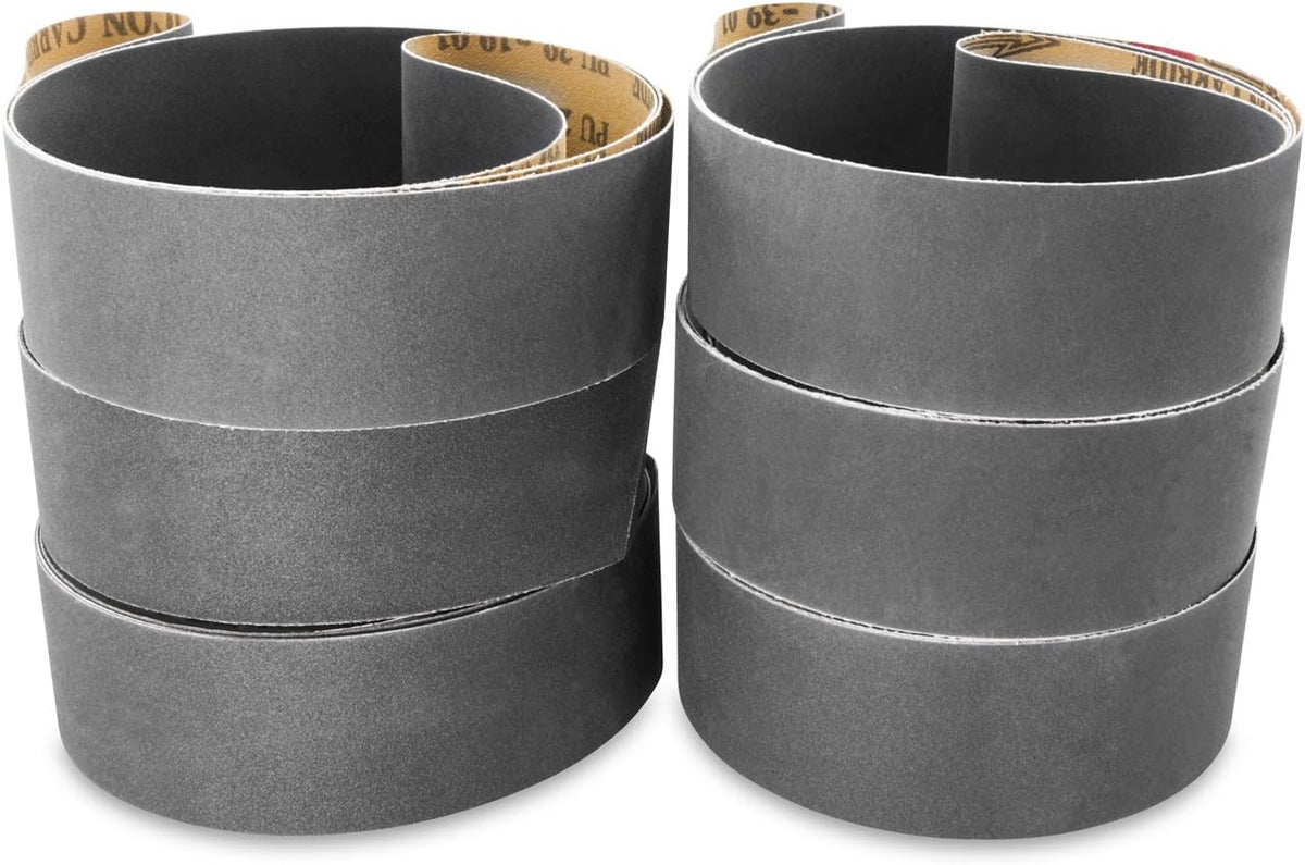 Red Label Abrasives 2 X 42 Inch Silicon Carbide Extra Fine Grit Sanding Belts 600, 800, 1000 Grits - 6 Pack Assortment for Glass, Stone, Granite, Cement, Tile, Plastics, and Metal Finishing