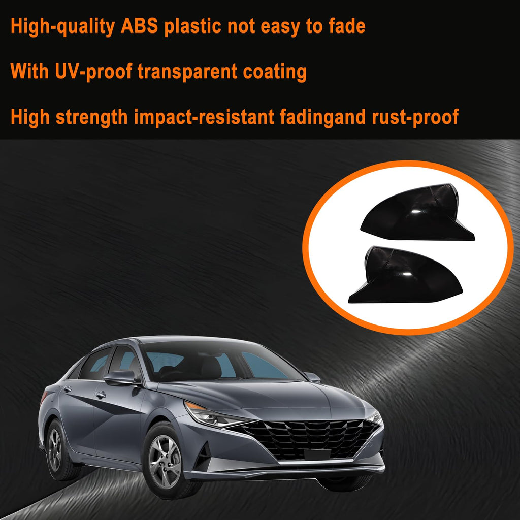 Mountsky Ox Horn Mirror Cover Compatible with Hyundai Elantra 2021 2022 2023 2024 2025 Accessories Car Side Rearview Mirror Cap Cover Wing Mirror Protect Decorate With Turn Signal Light (Glossy Black)