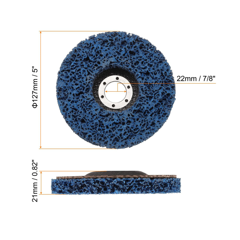 HARFINGTON 5pcs Strip Disc Stripping Wheels 5" x 7/8" Stripping Discs Wheel for Angle Grinder Clean and Remove Paint Coating Rust Welds Oxidation, Blue