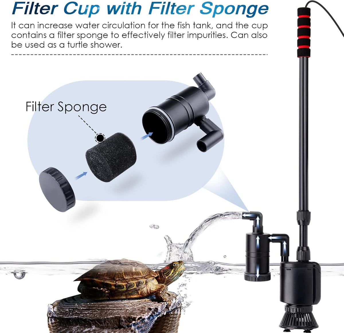 6-in-1 Electric Aquarium Gravel Cleaner, 320GPH 20W Fish Tank Vacuum