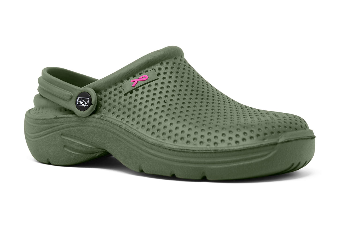 Hey Medical Uniforms Women’s Lightweight Slip‑On Nursing Clogs – Olive EVA Support Shoes for Work & Garden – Size 8