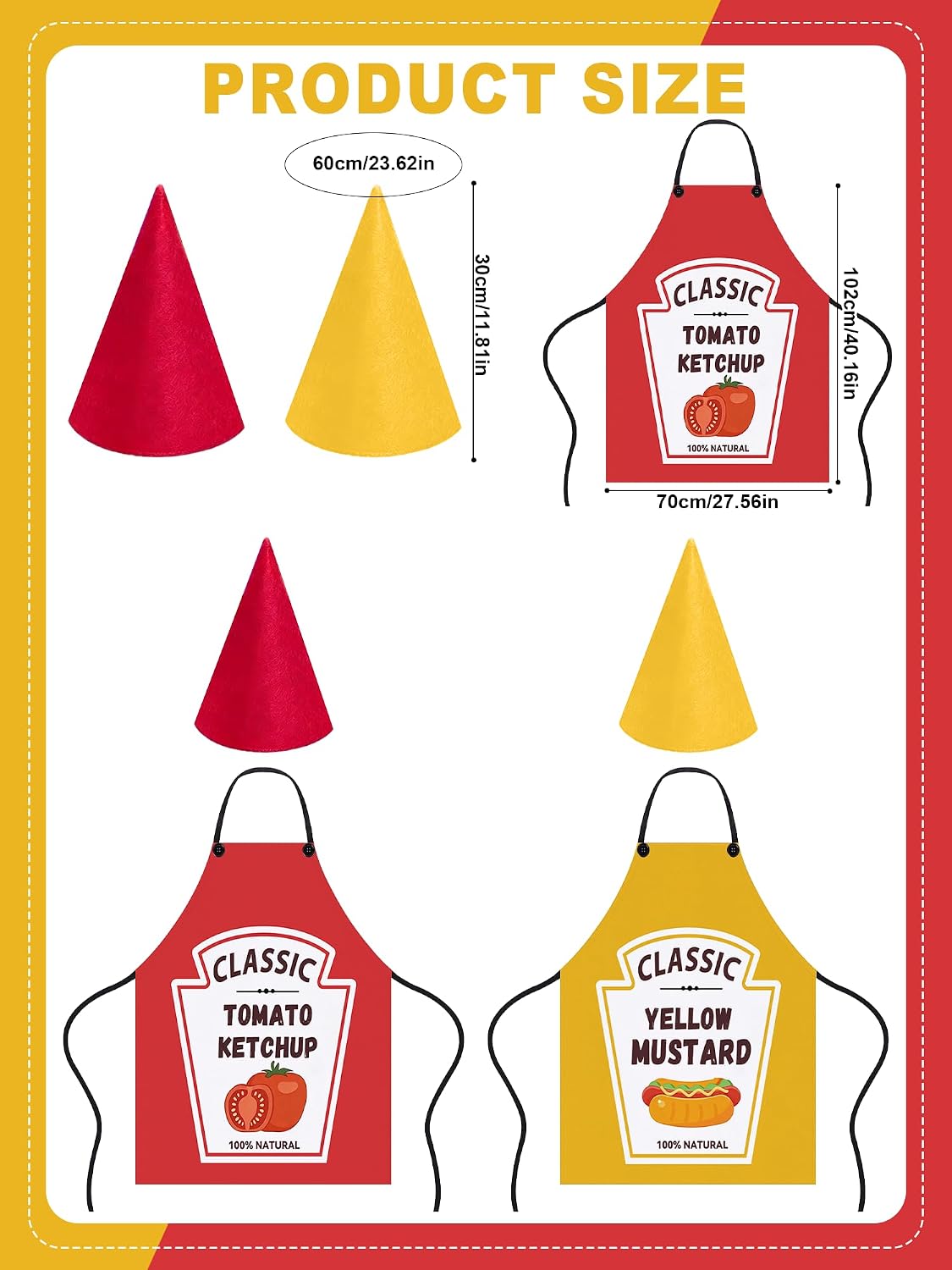 2 Set Ketchup and Mustard Costume Apron Condiment Group Costume