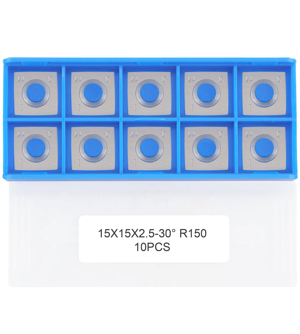 CDBP 15mm Square with 6" Radius Carbide Cutter Inserts (15×15×2.5mm-R150) for Woodturning Roughing Tool Fit for Shelix Cutterhead, 10 PCS