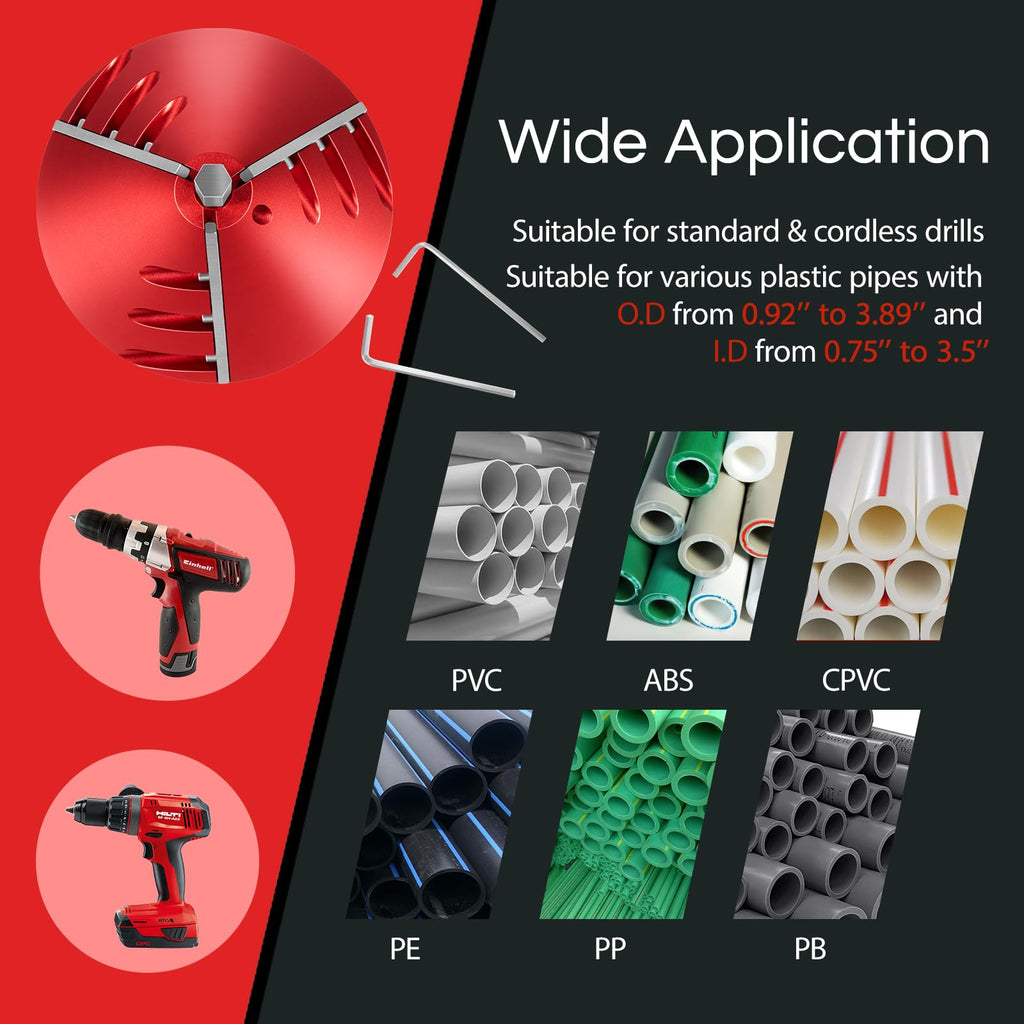 2 in 1 PVC Deburring Tool, Inner-Outer PVC Chamfer Tool, PVC Pipe Reamer