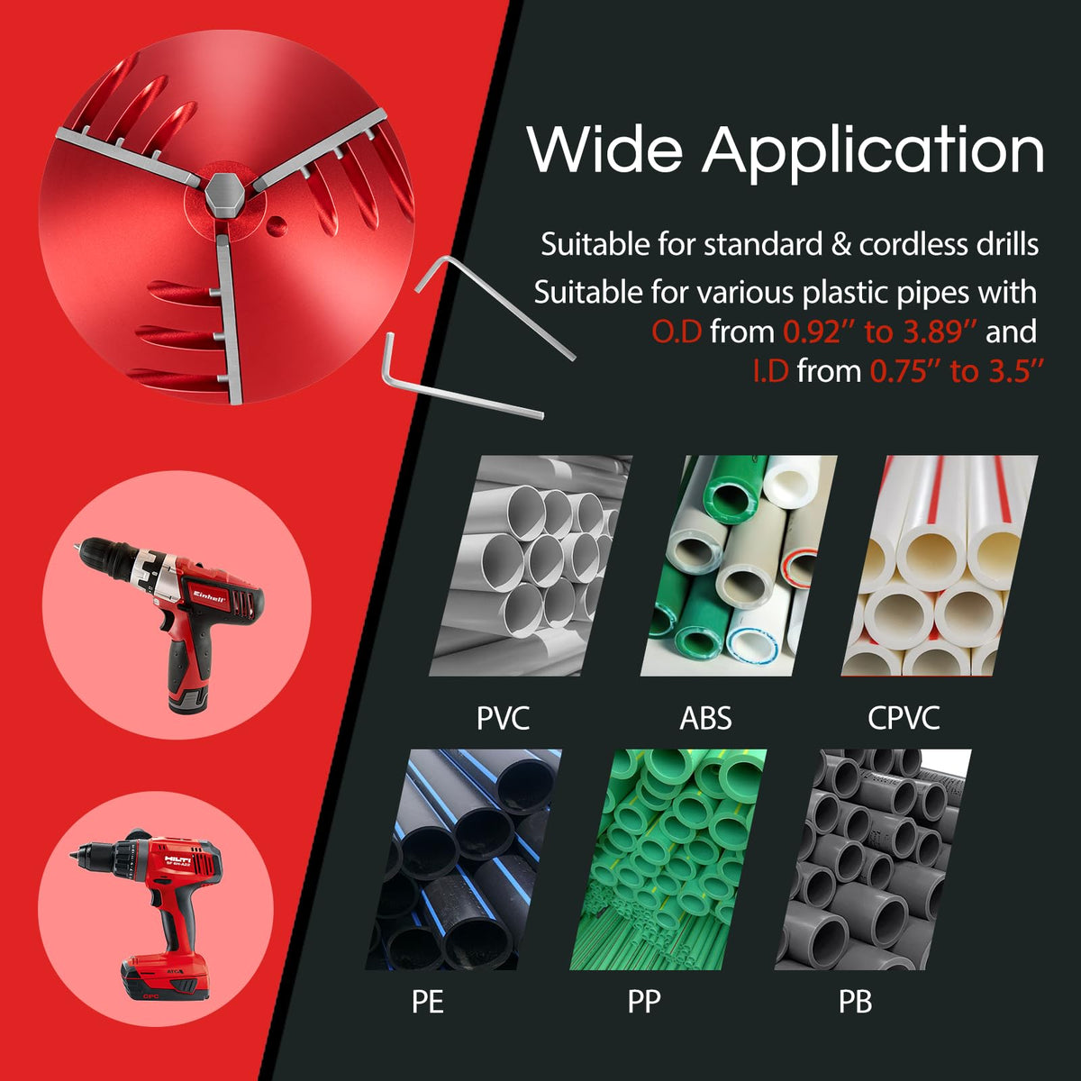 2 in 1 PVC Deburring Tool, Inner-Outer PVC Chamfer Tool, PVC Pipe Reamer
