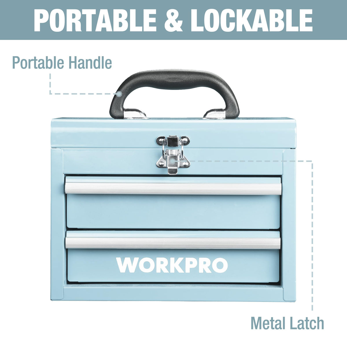 Portable Mini Metal Tool Box with 2 Drawers