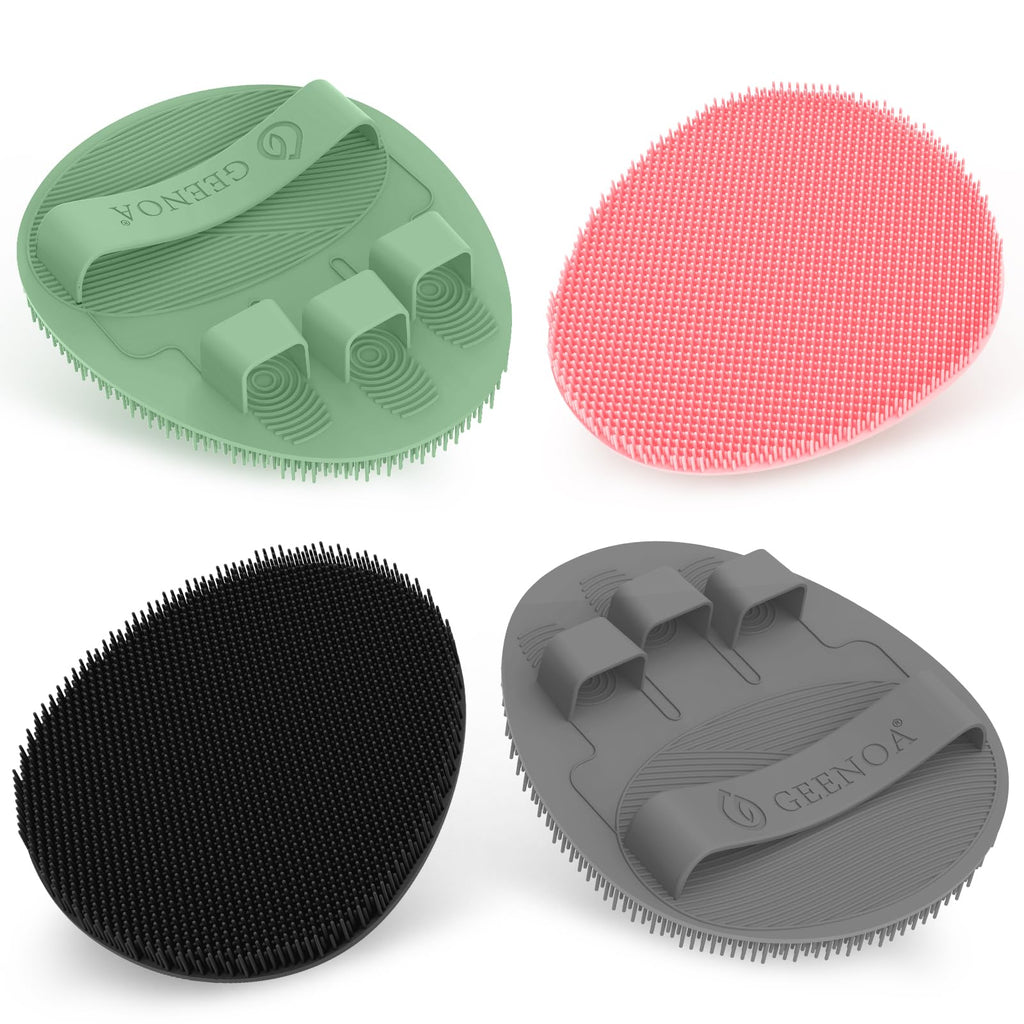 Silicone Body Scrubber 4PCS, 360° Anti-Slip & Enlarged Exfoliating Bath Glove for Rich Foaming Deep Cleaning
